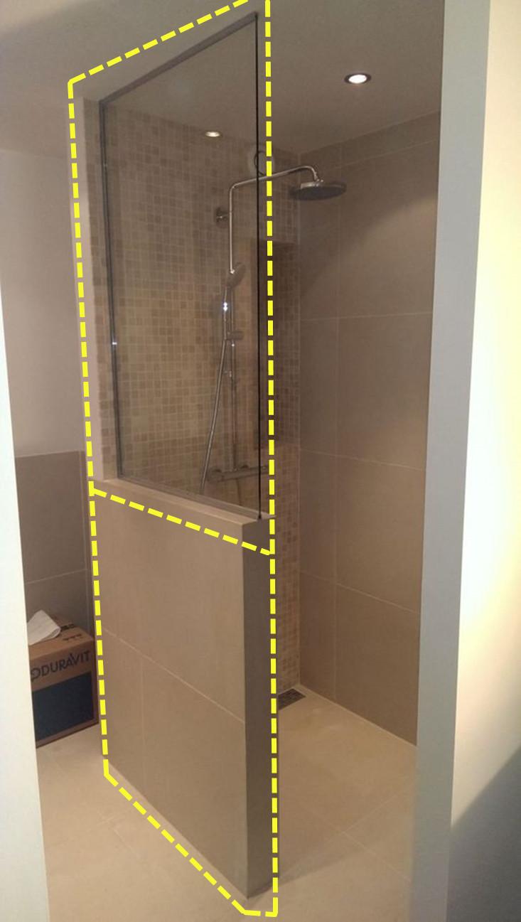 浴室玻璃隔断-浴室隔断玻璃门带挡板安装过程